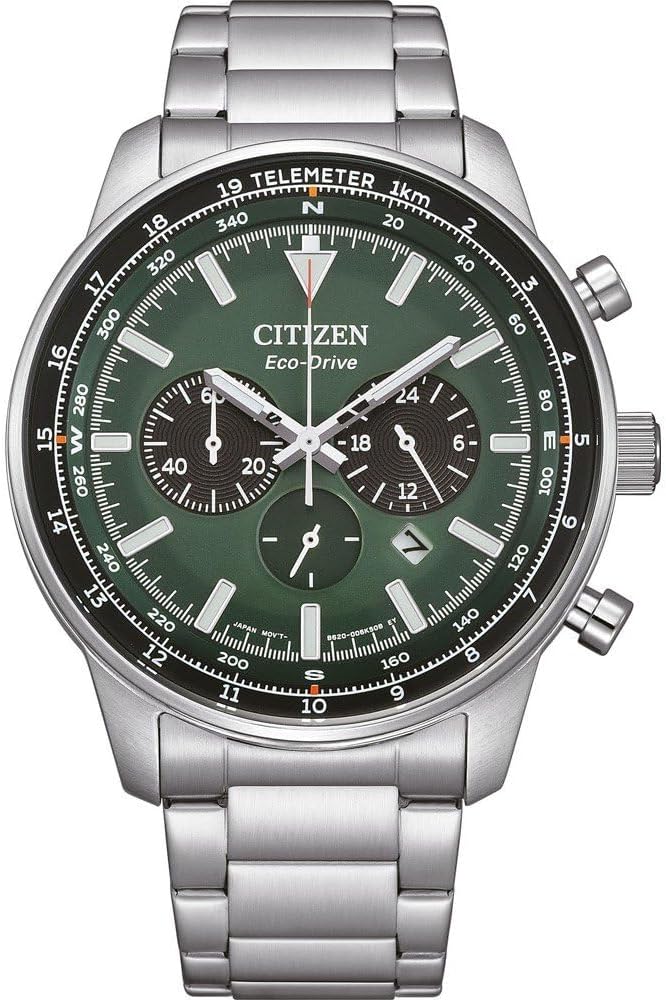 CITIZEN Eco-Drive Solar Chronograph CA4500-91X — Green Dial Watch