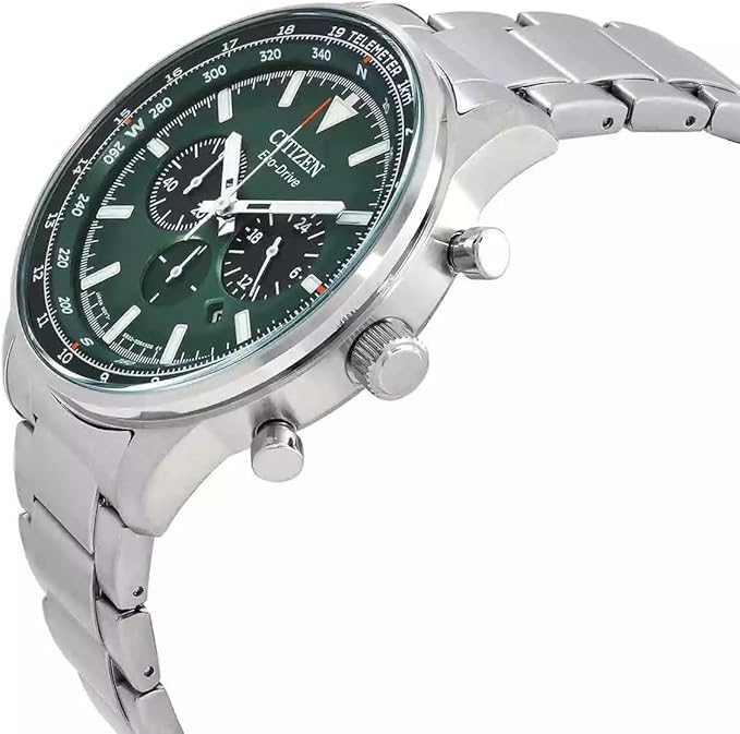 CITIZEN Eco-Drive Solar Chronograph — Striking Green Dial, 10 ATM Water-Resistant